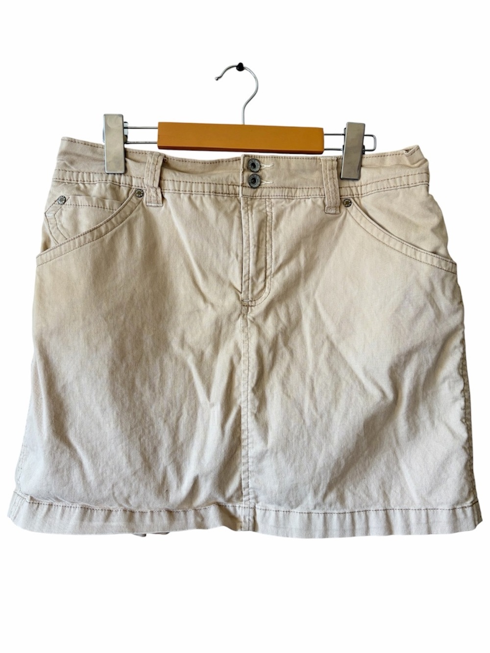 Jones & Co Beige Denim Skort Y2K Mini Skirt Built In Shorts Casual Khaki Bottoms